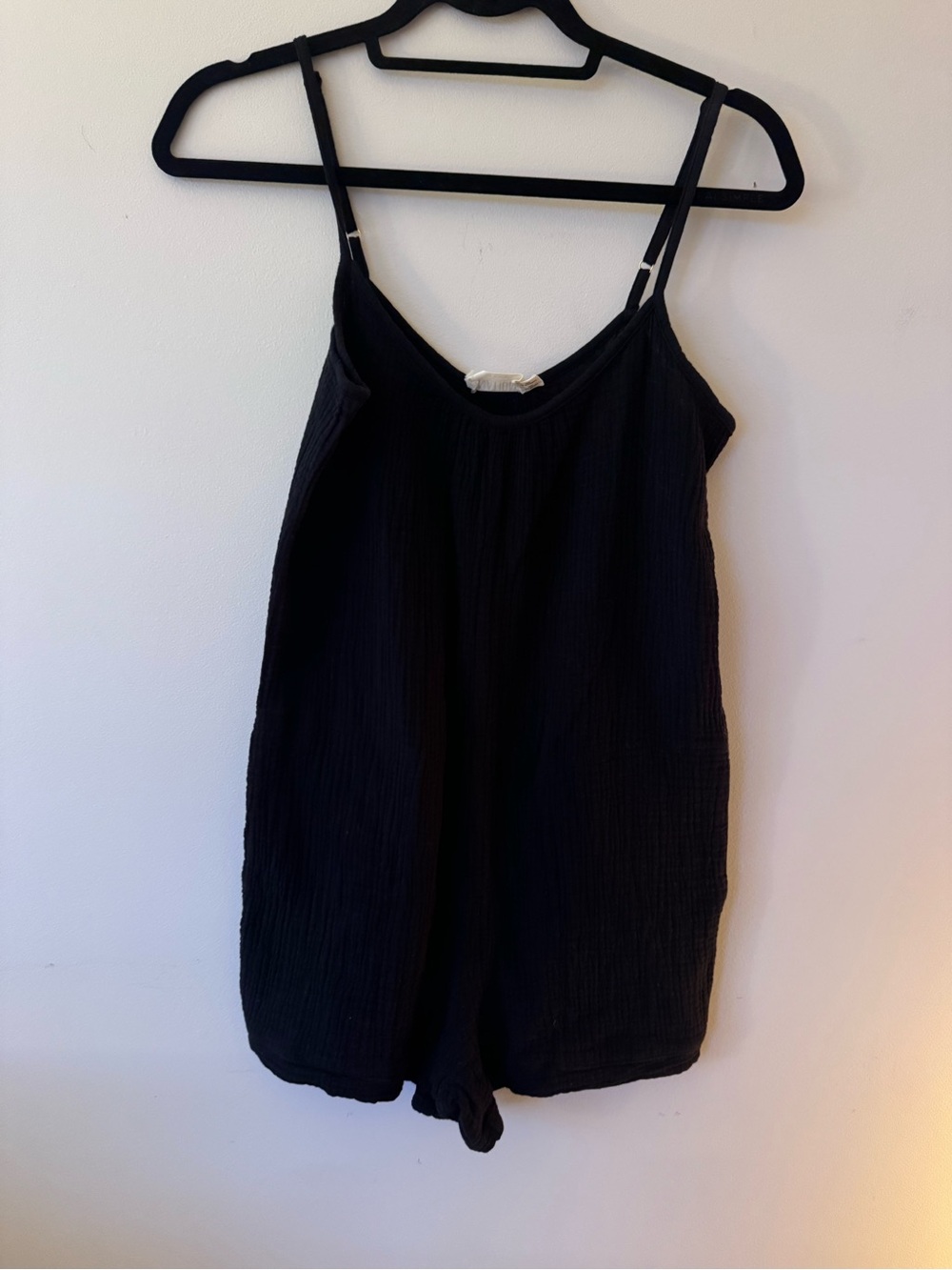 Nation LTD Womens XS Black Double Gauze Cotton Cami Romper Jumpsuit Pockets